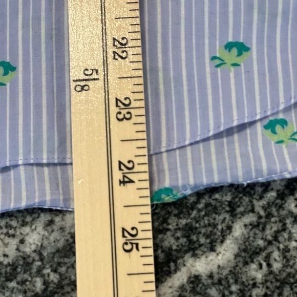 Zara Cotton, Button Down Striped Shirt with Floral Print and Puffy Sleeves - Picture 10 of 10